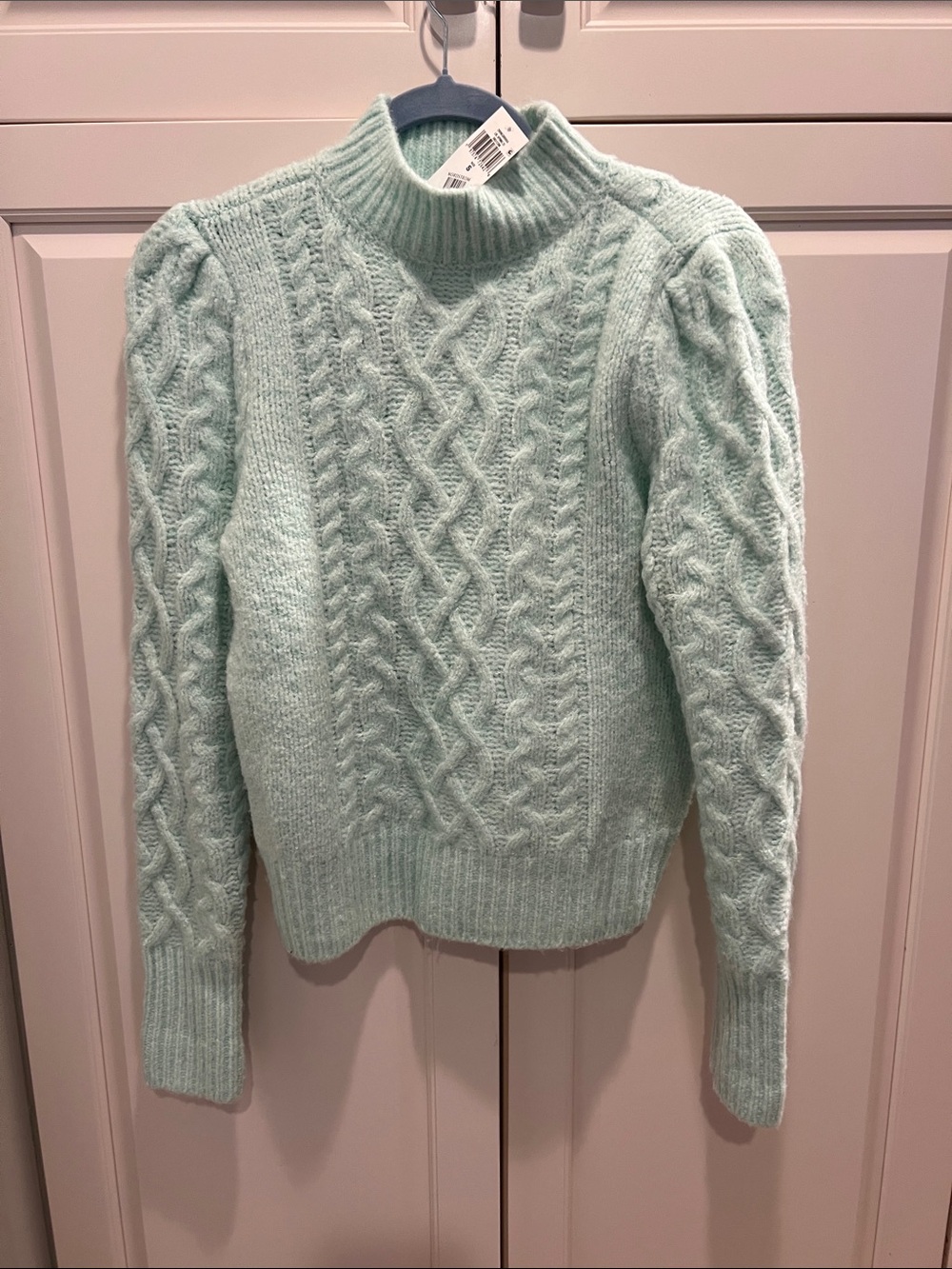 Cozy Cable Mock Neck Sweater - Mint